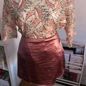 High Waisted Satin A-Line Mini Skirt (petite)